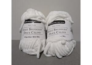 Lot of 2 Loops & Threads Sweet Snuggles Yarn Winter White Jumbo Chenille Skeins